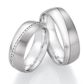 Nowotny-Collection Ruesch Trauringe Weissgold 02/51050-070 + 02/51060-070